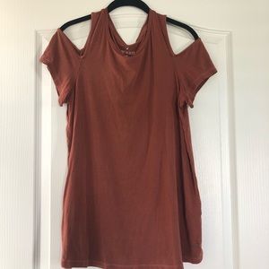American Eagle Burnt Orange Cold Shoulder Top